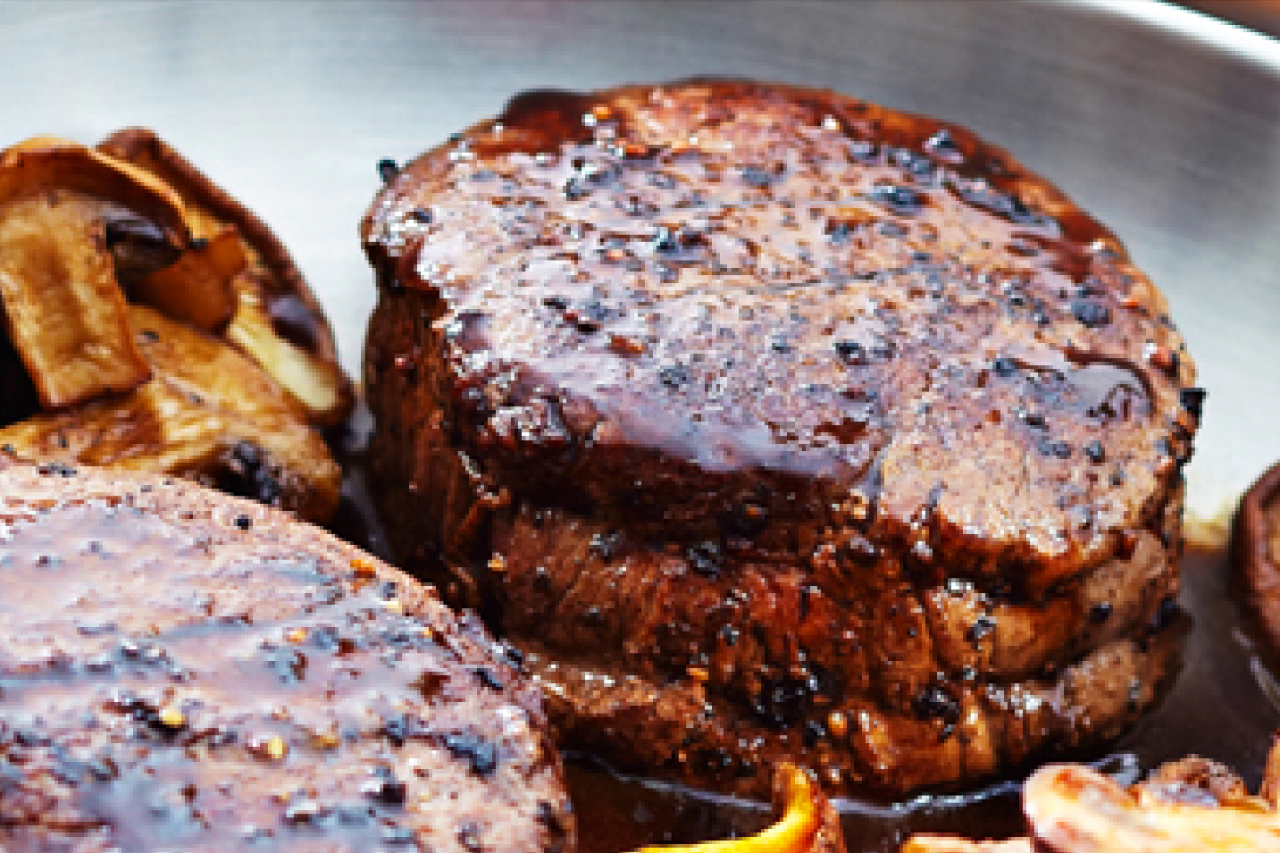 Beef medallions with a sauteed mushroom sauce