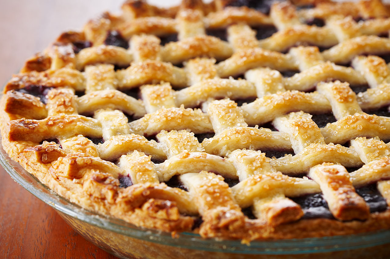 Blueberry lattice pie