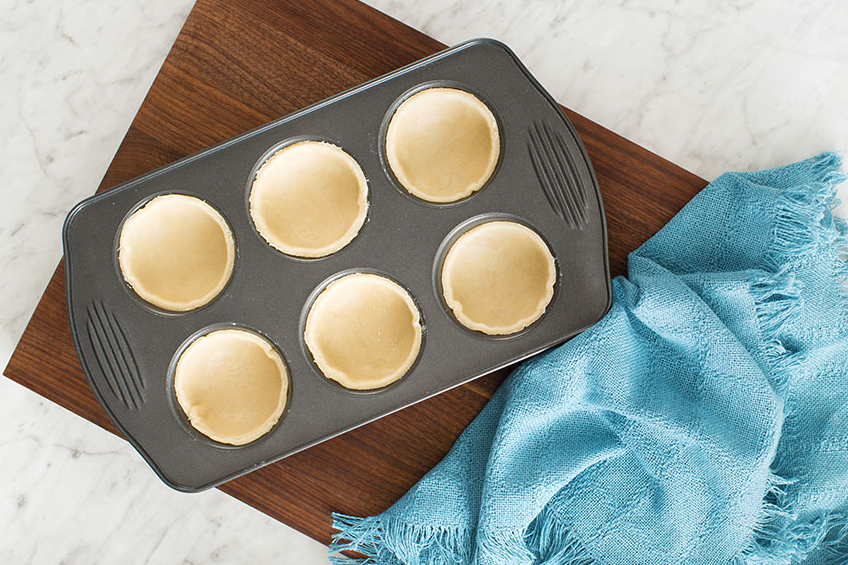 Butter tart pastry in trays