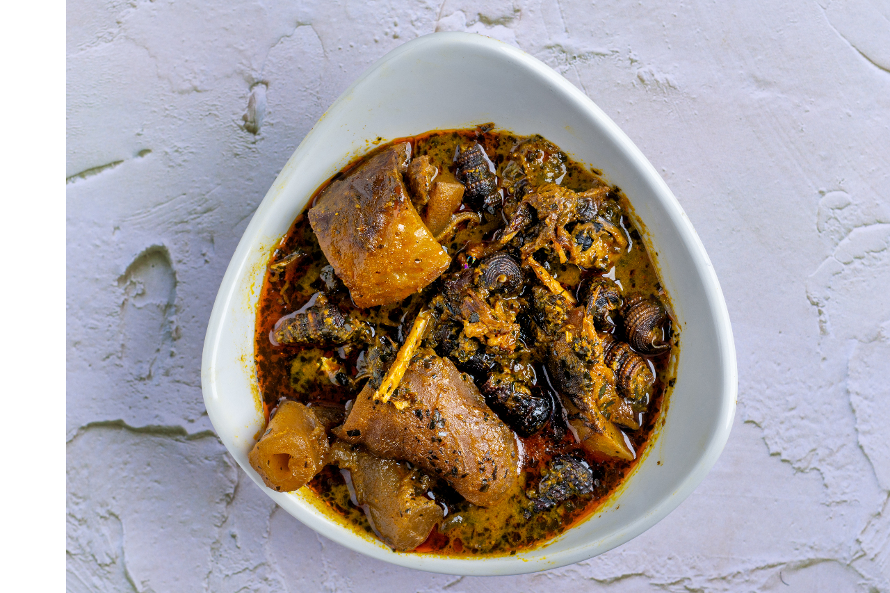 Abak or Banga soup with beef - stock photo