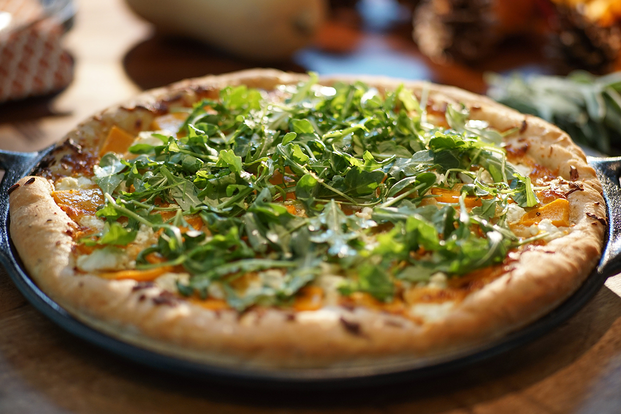 butternut squash and arugula pizza