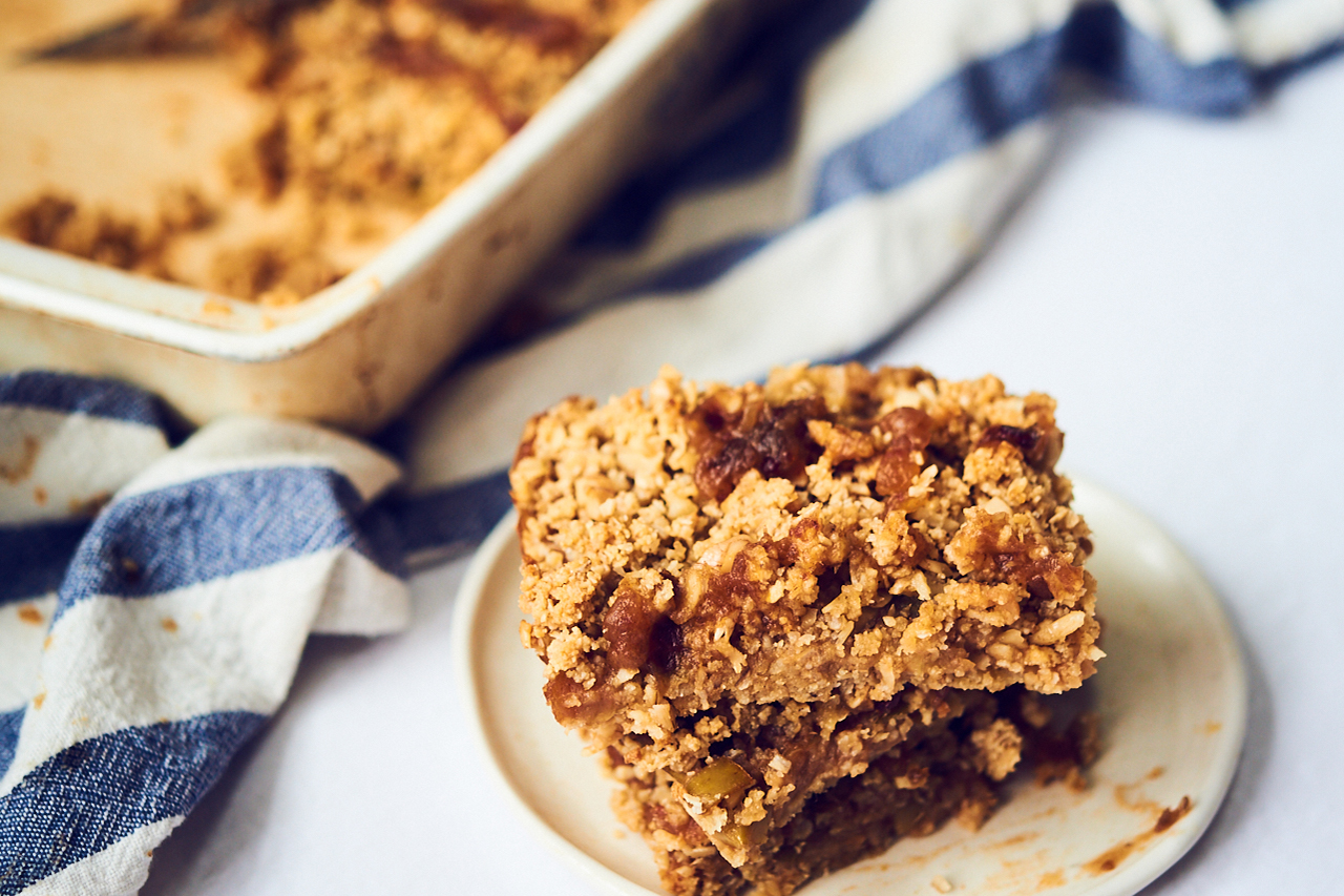 Close-up of apple pie squares