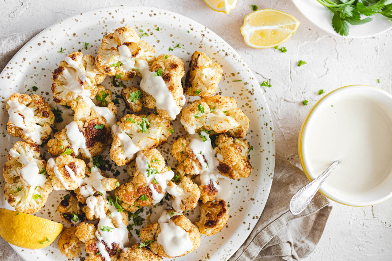 Middle Eastern Roasted Cauliflower With Tahini