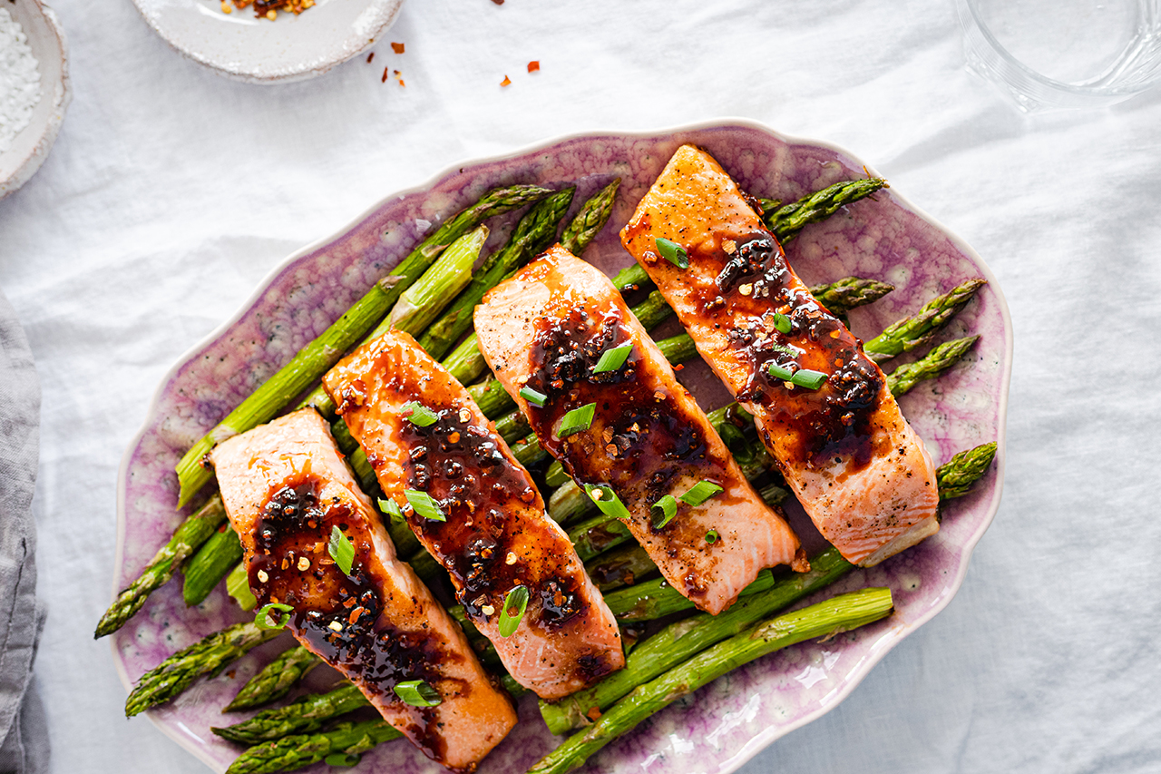 Pomegranate glazed salmon