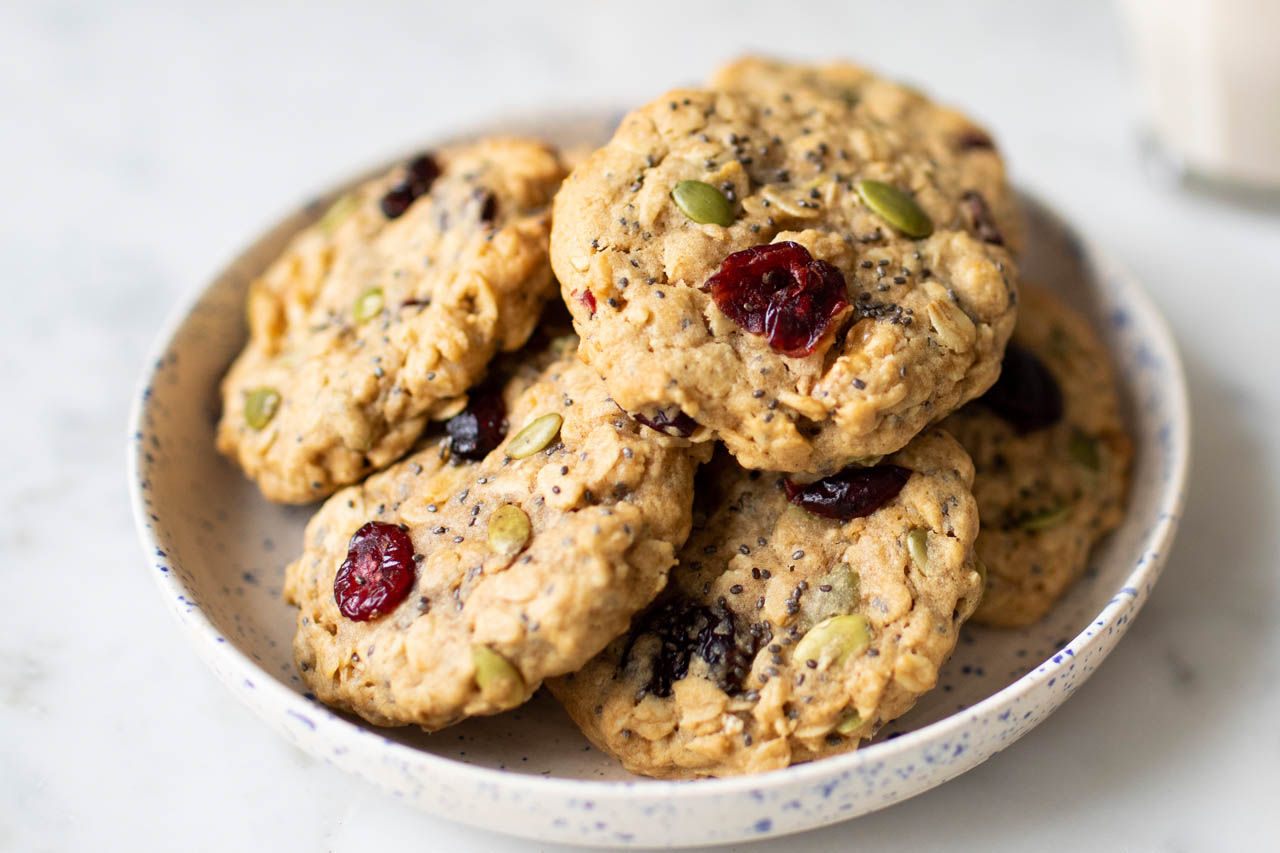 A plate of healthy oatmeal breakfast cookies