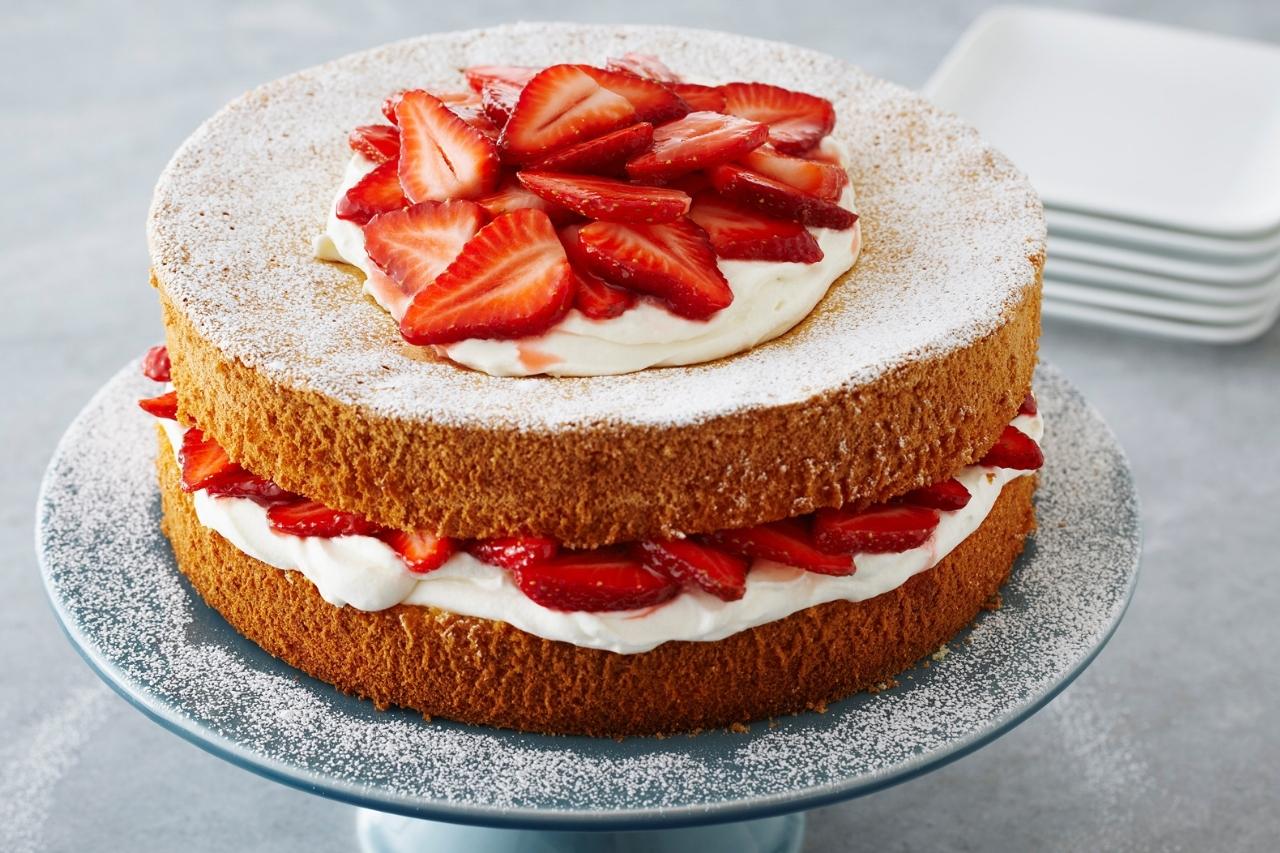 Best Strawberries And Cream Sponge Cake Recipe | Flavour Network