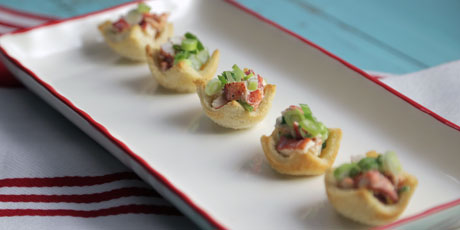 Lobster roll bites on a tray