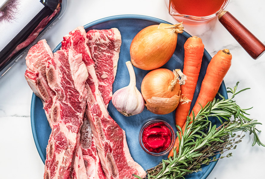 mise en place for slow cooker short ribs