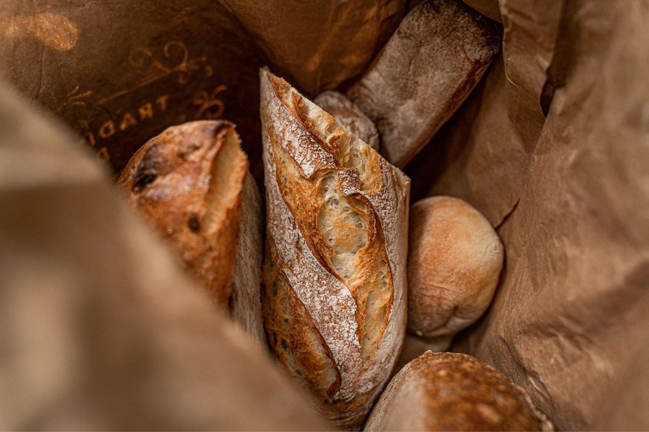 baguettes in brown paper bag