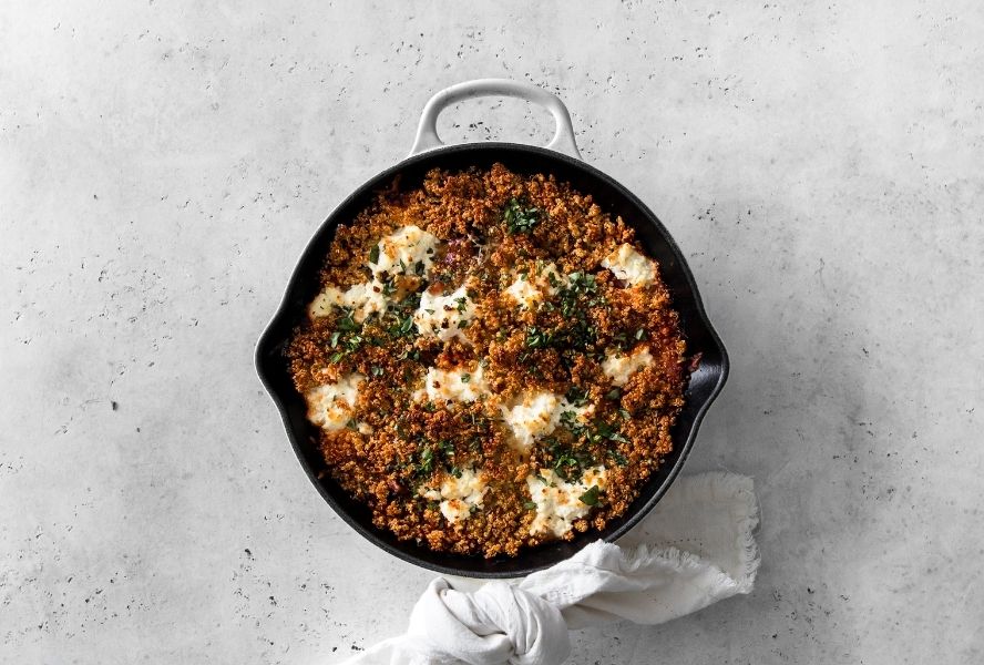 eggplant parm dip in cast iron