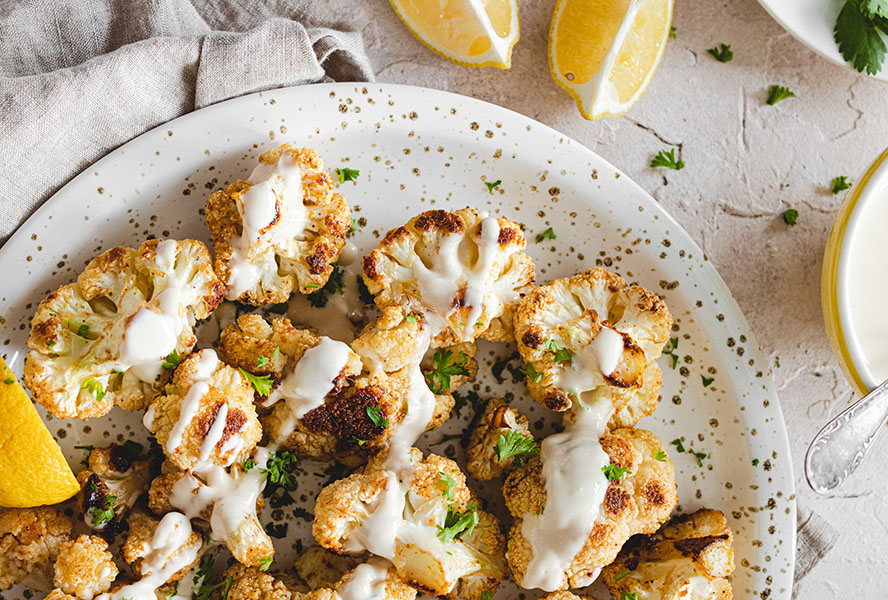 roasted cauliflower with tahini