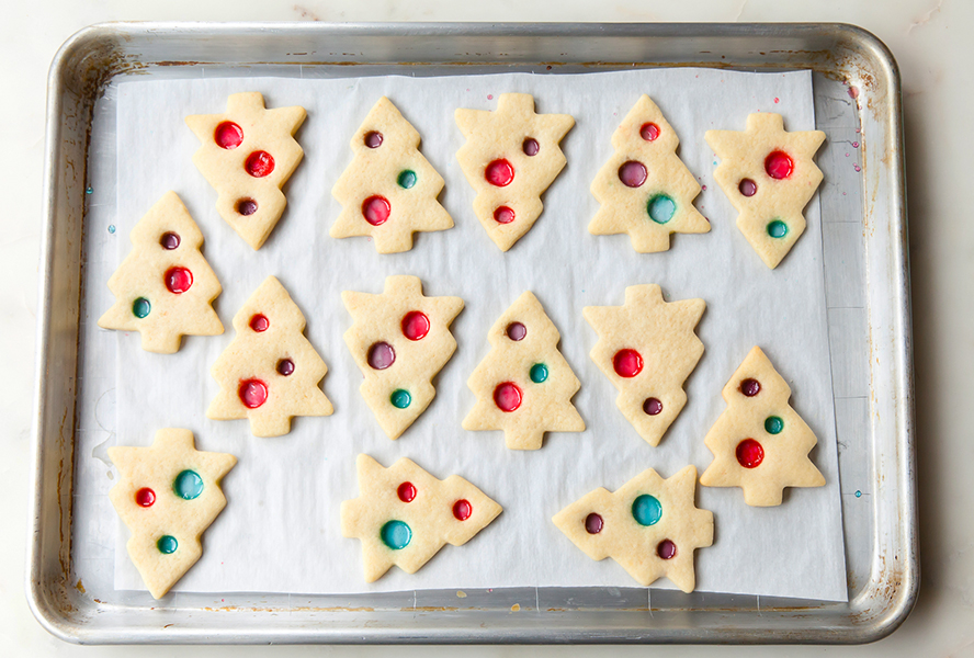 stained glass cookies on a tray