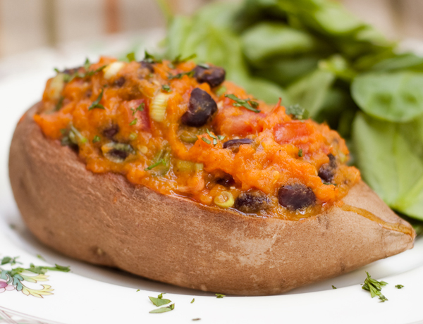 Fully Stuffed Sweet Potatoes