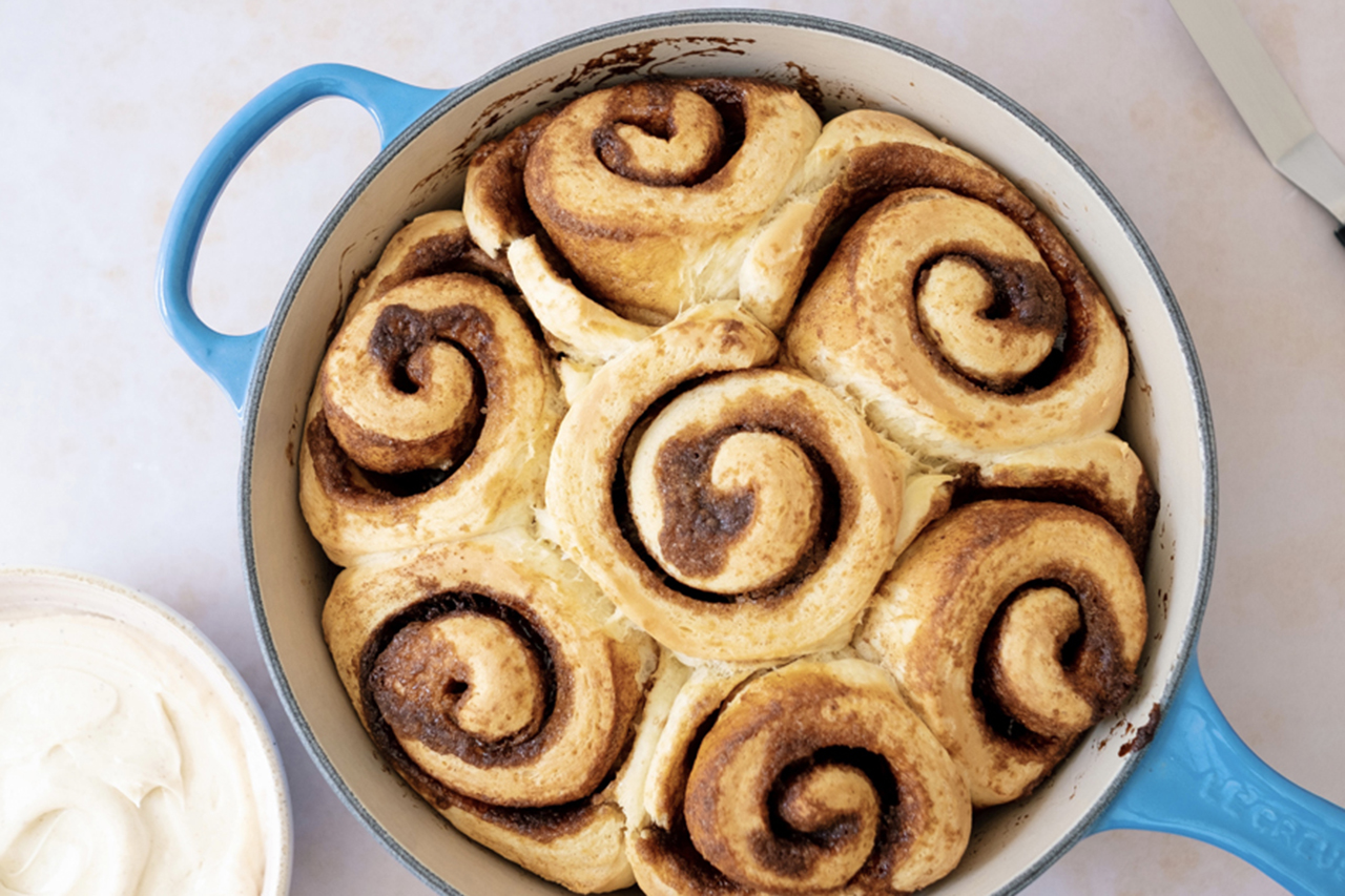 Cinnamon rolls after bake