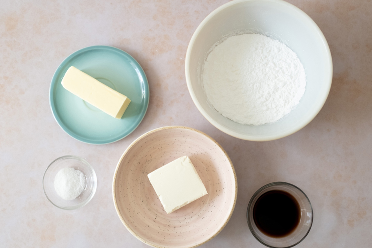 Cinnamon rolls icing mise en place