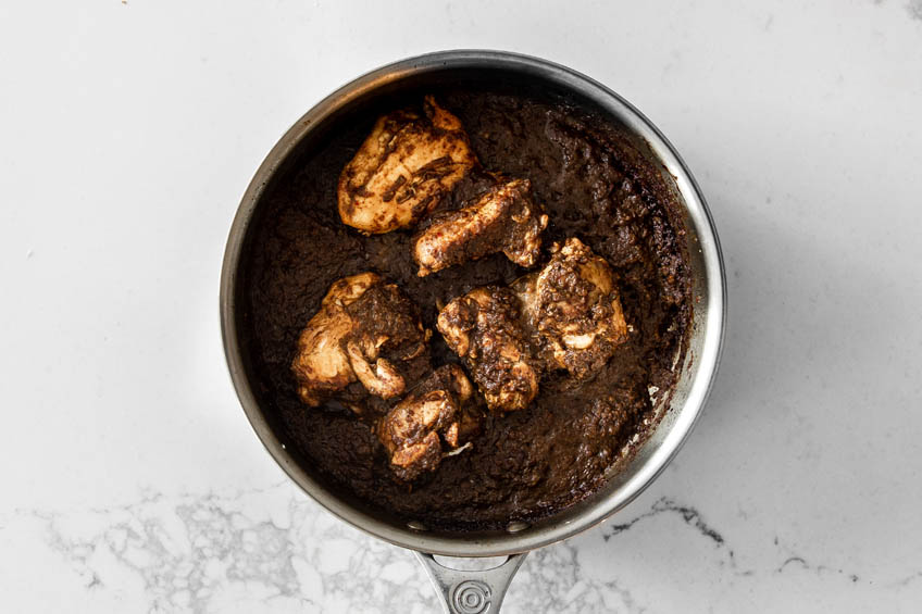 West Indian chicken curry in a pot