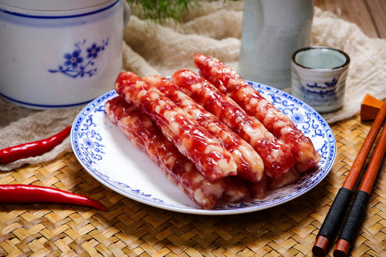 Lap Cheong (Chinese Dried Sausage) on a plate