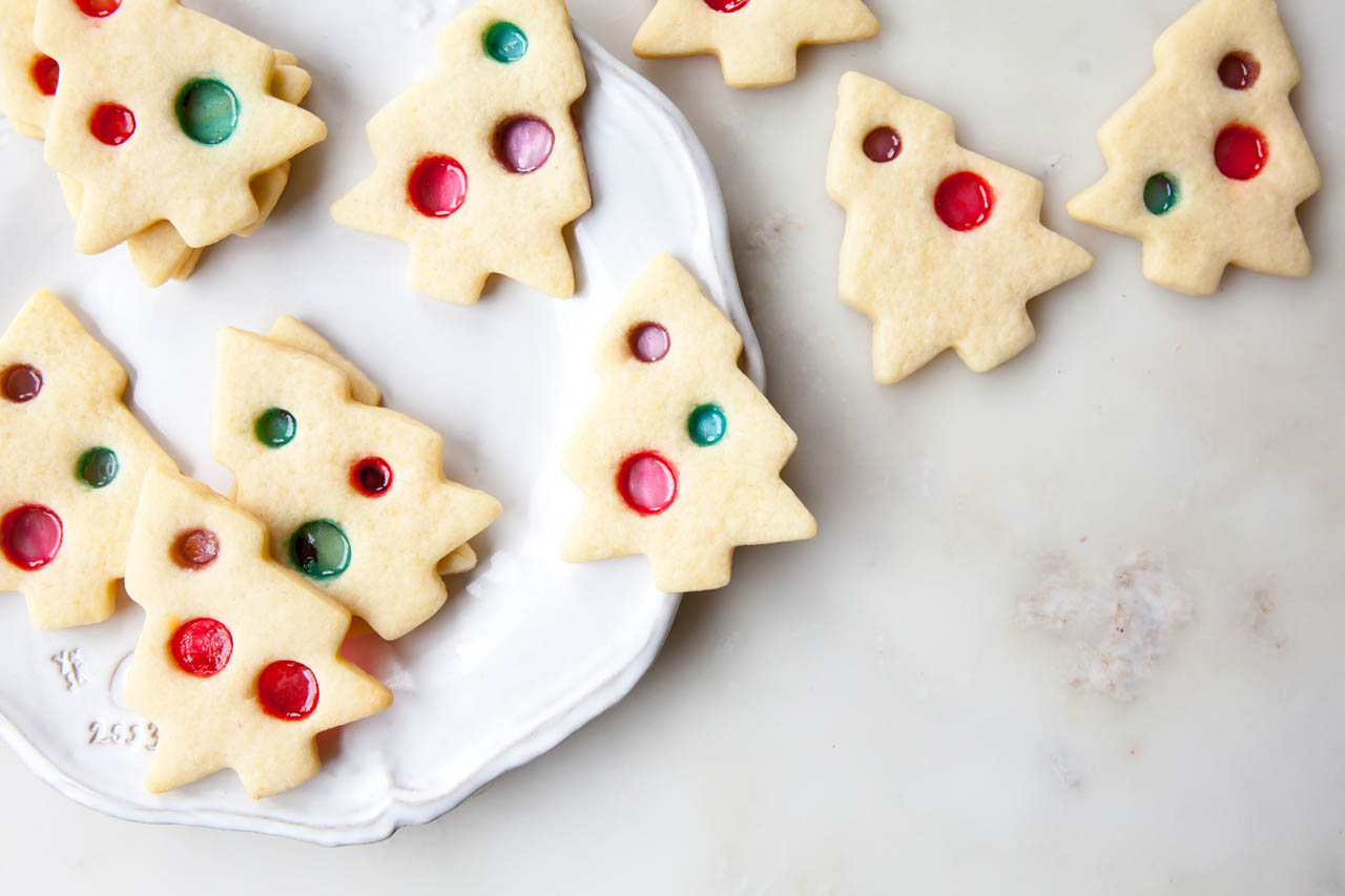 stained glass cookies on a white plate