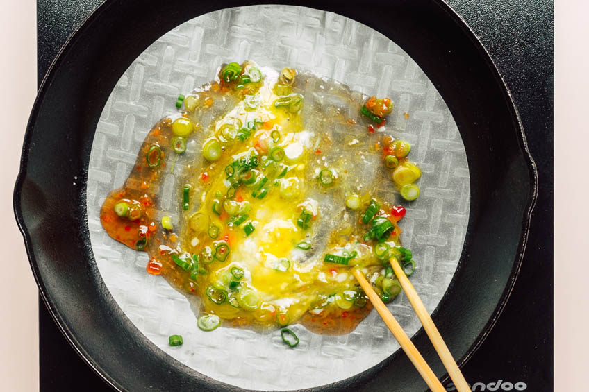 a vietnamese pizza in progress