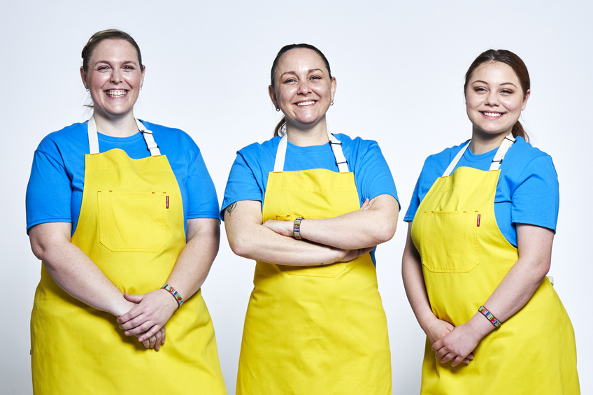 Team Meringue Gang on the set of The Big Bake