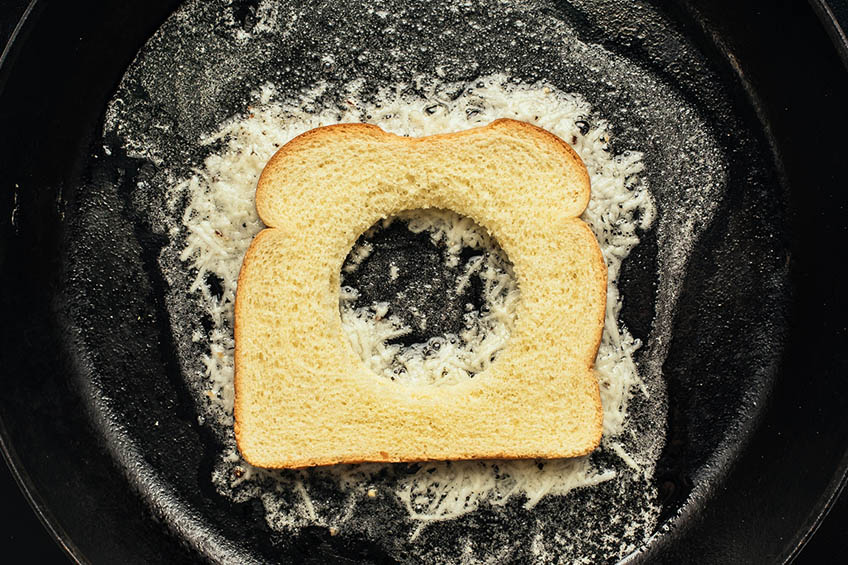 Bread for egg in a hole in a pan