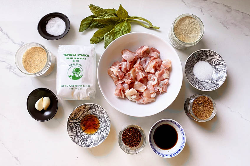 Ingredients for Taiwanese popcorn chicken