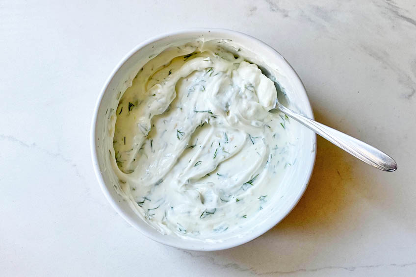 Yogurt sauce for Turkish eggs