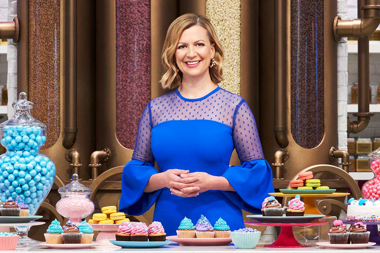 Anna Olson on the set of Great Chocolate Showdown