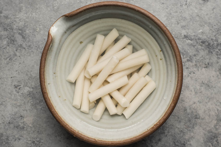 Korean rice cakes in a bowl