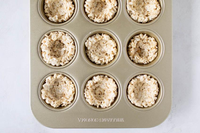 Rice Krispie treats in muffin tins