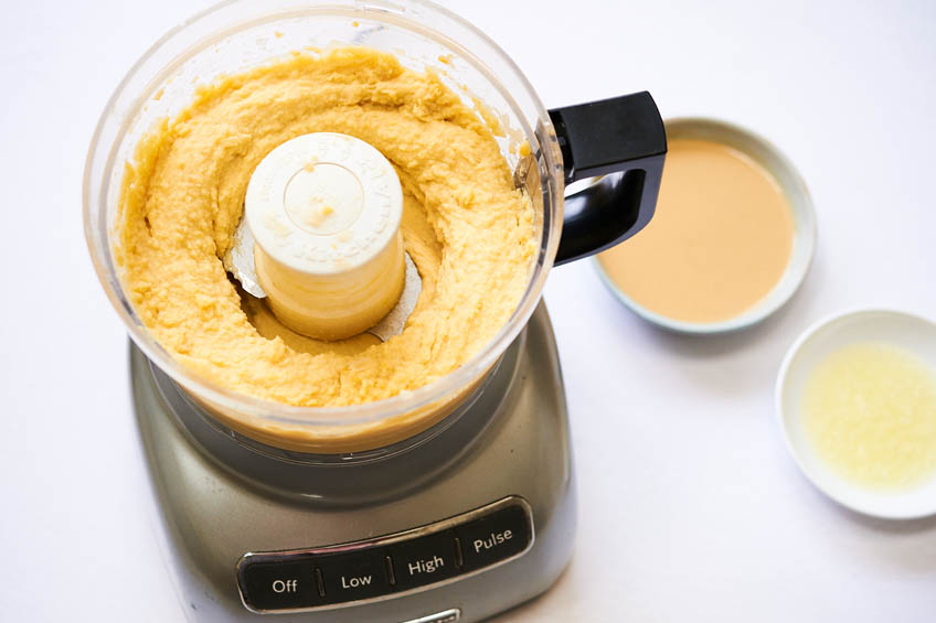 Hummus in a food processor