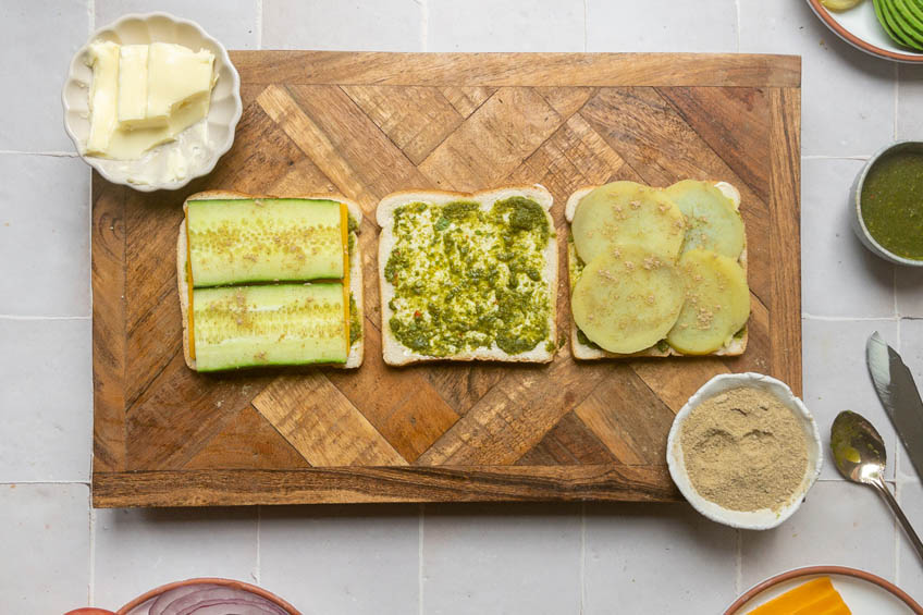 Bombay sandwich layered with veggies