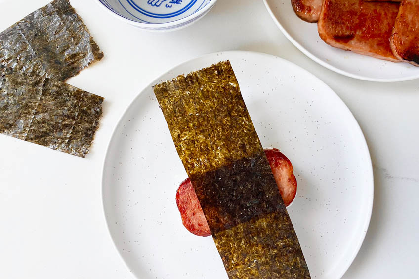 Spam musubi, ready to be wrapped