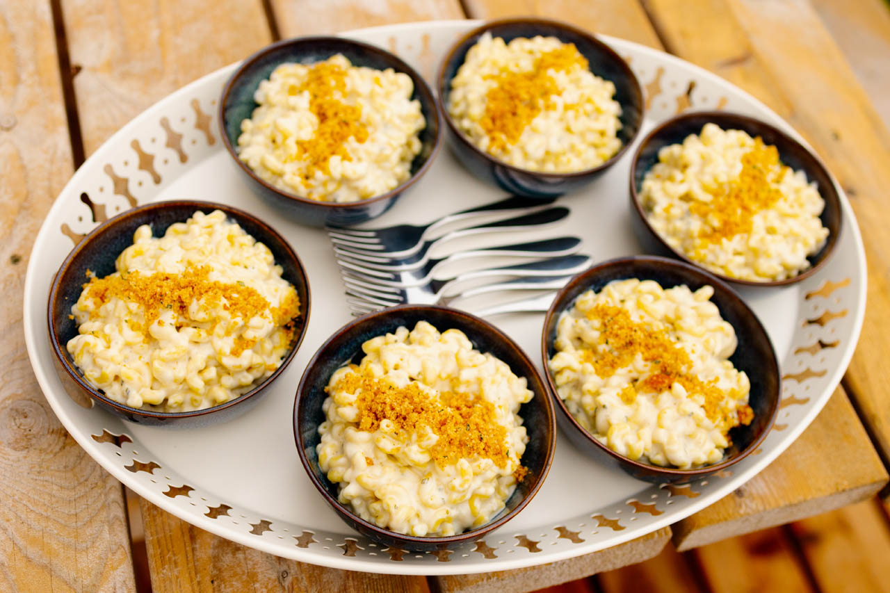 Simple one pot herb and garlic mac and cheese, ready to serve