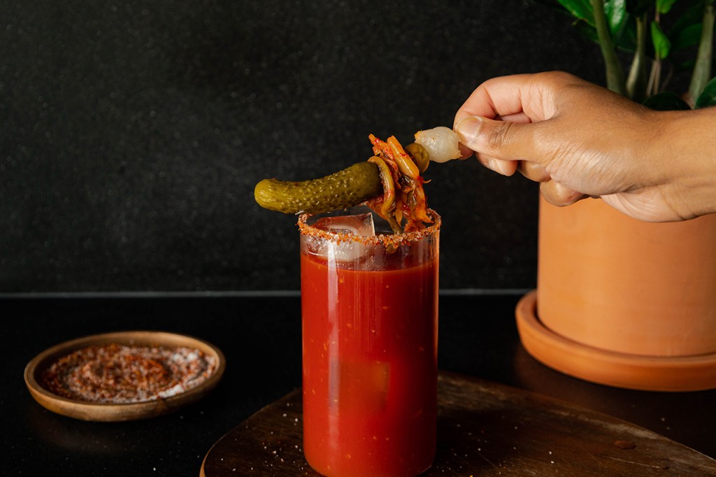 kimchi Caesar garnish