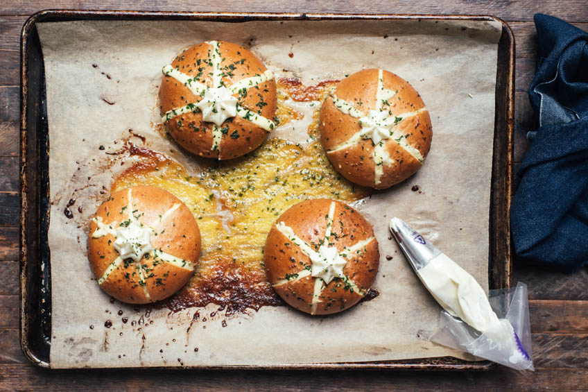 Korean cream cheese garlic bread, fresh out of the oven