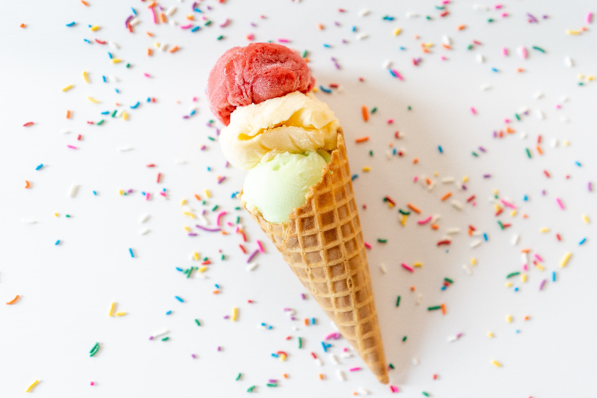 Ice cream cone with sprinkles