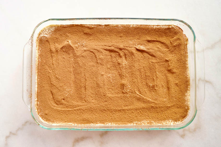 Caramalized banana tiramisu in progress