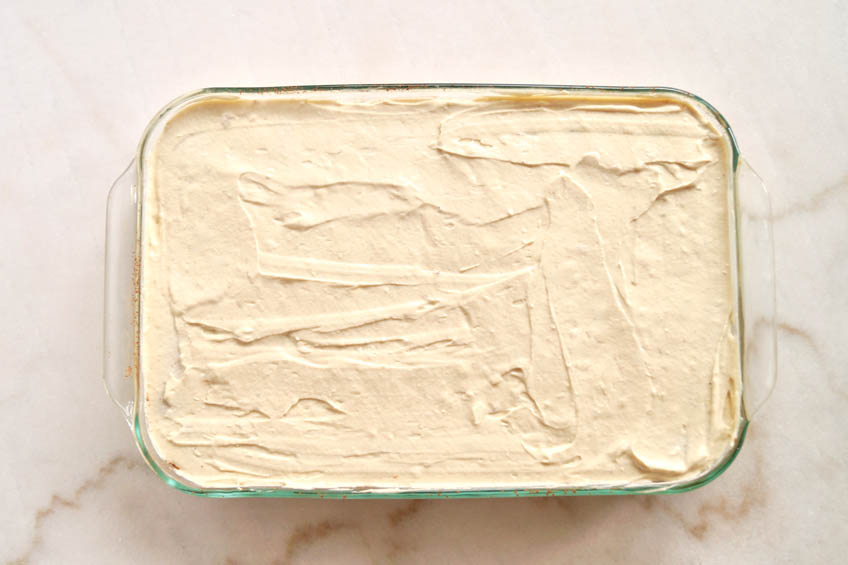 Caramalized banana tiramisu in progress