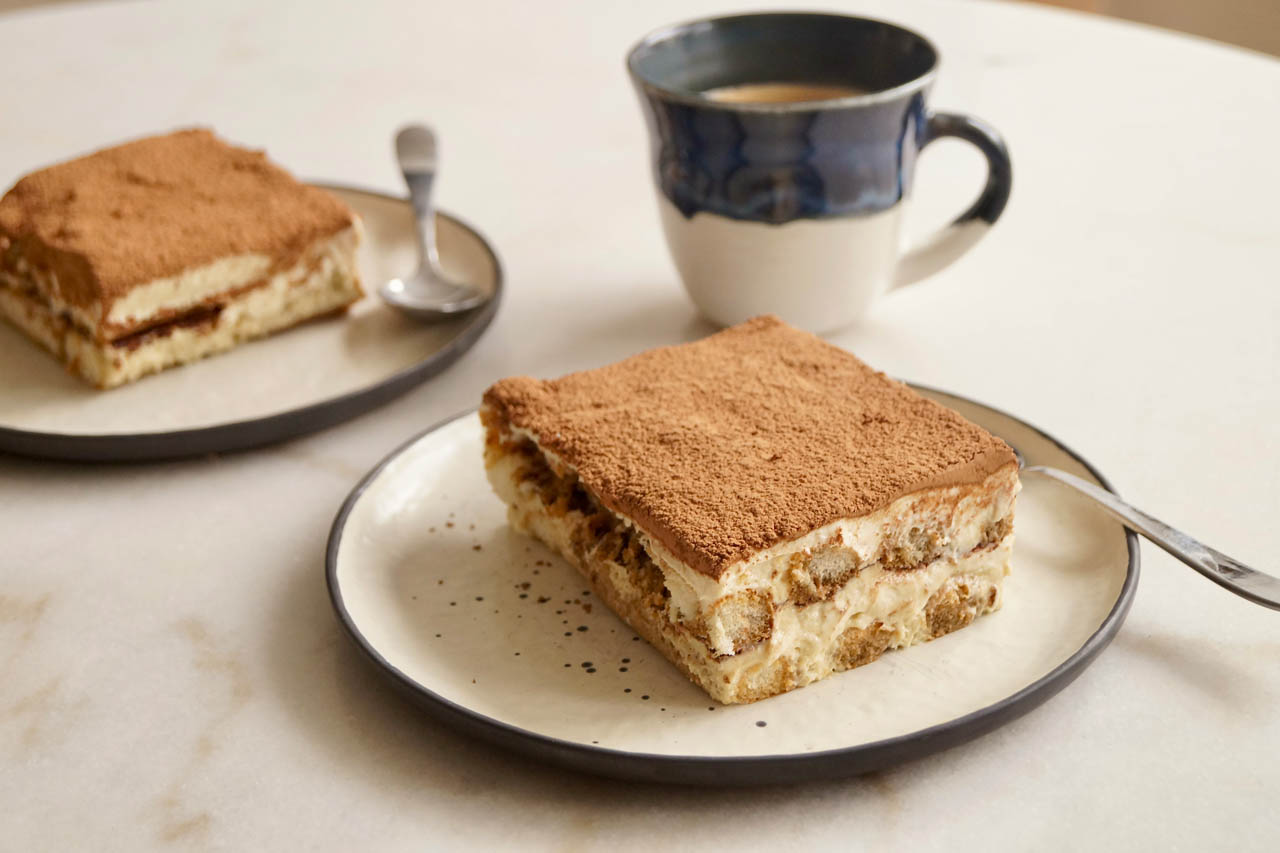 A slice of caramelized banana tiramisu