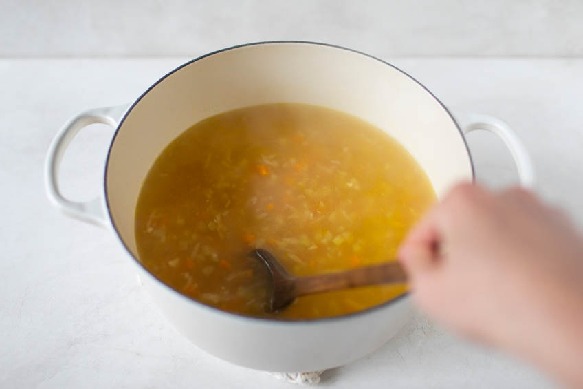 A large pot of pastina soup