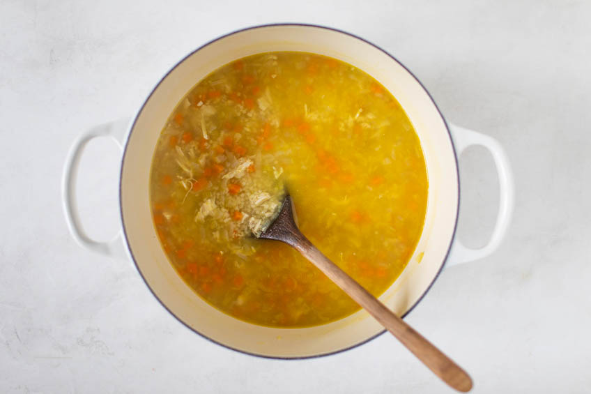 A large pot of pastina soup