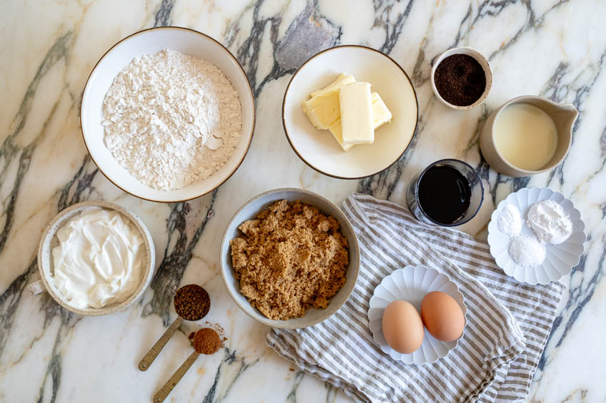 Ingredients for Vietnamese coffee cake