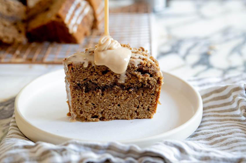 A slice of Vietnamese coffee cake