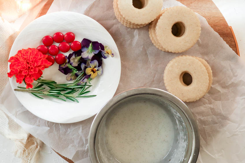 Assembly for Gingerbread Spiced Shortbread Wreath Cookies