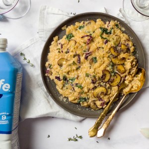 Easy, Creamy Mushroom, Spinach and Radicchio Risotto