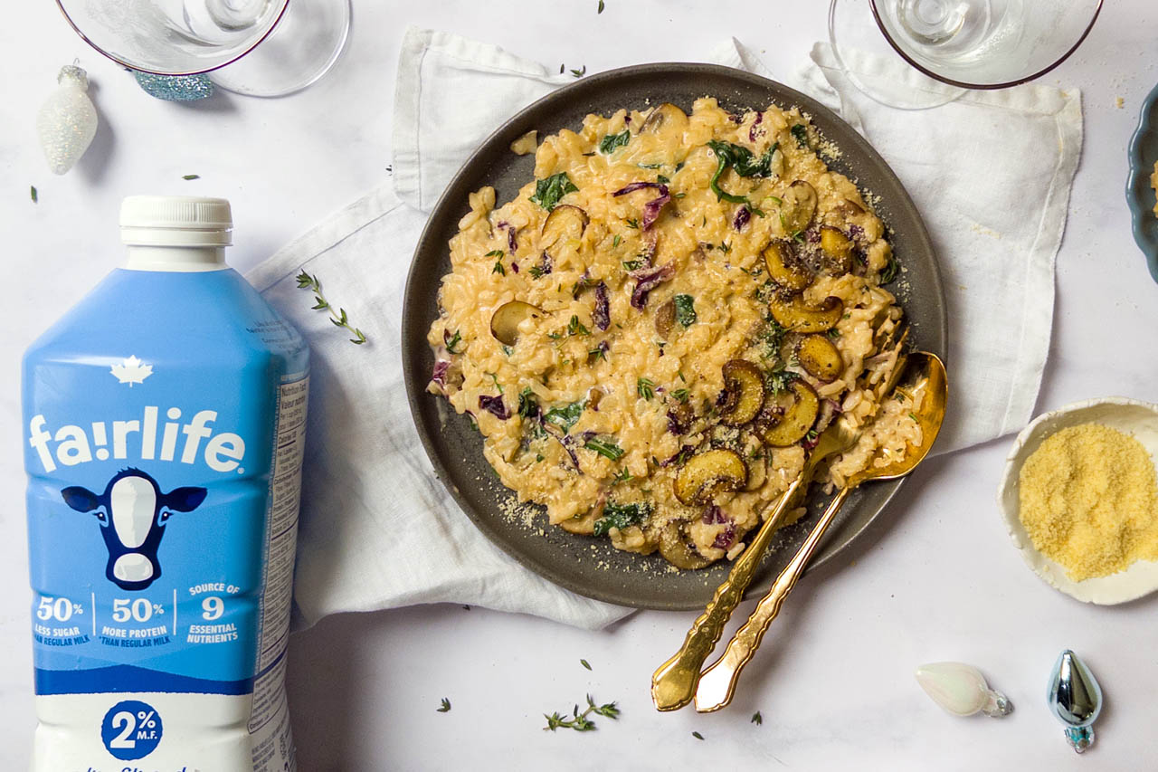 Creamy mushroom risotto on a plate