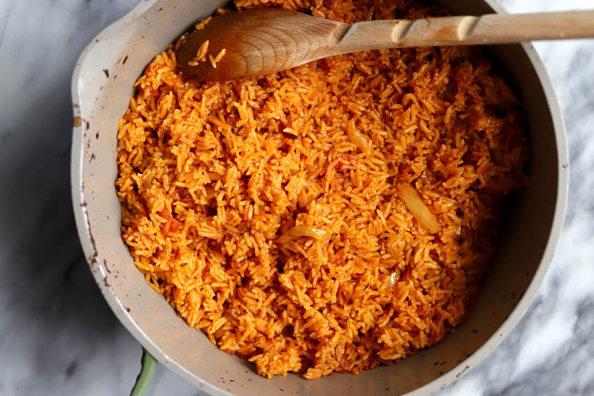 Jollof rice, ready to serve.