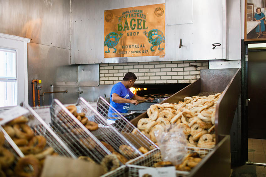 Bagels being made at St. Viateur in Monreal