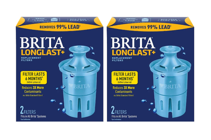 Two two-packs of the Brita Filter longlasting filters on a white background